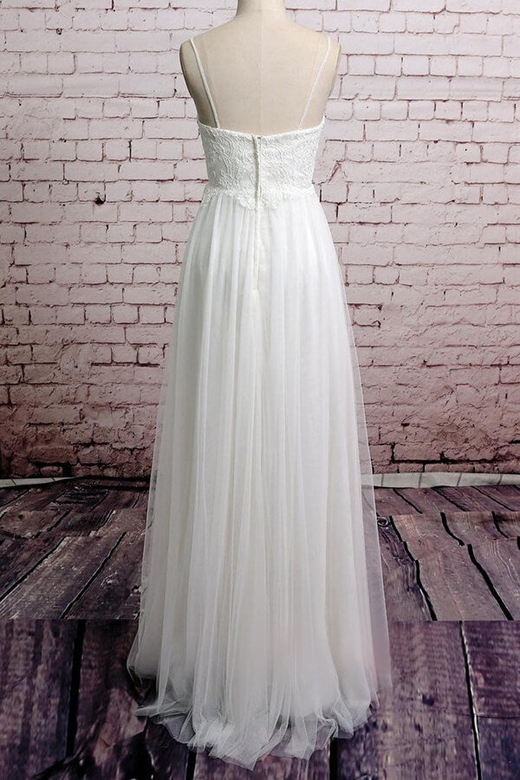 Empire Spaghetti Strap Lace Tulle Wedding Dress Discount