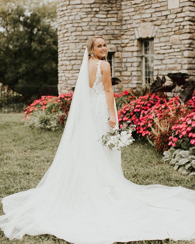 Long-Sleeved Beach Wedding Dress with Open Back Appliques