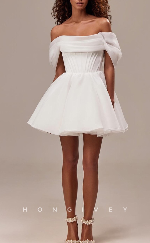 Chic Tulle A-Line Off-Shoulder Dress with Lace-Up Detail