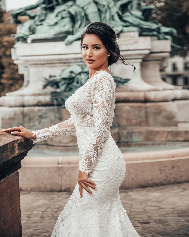 Lace Mermaid Wedding Dress, Long Sleeves, On Sale Now