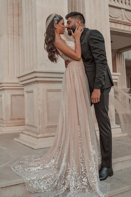 Sleeveless Floral Lace Mermaid Dress, Detachable Train Gown