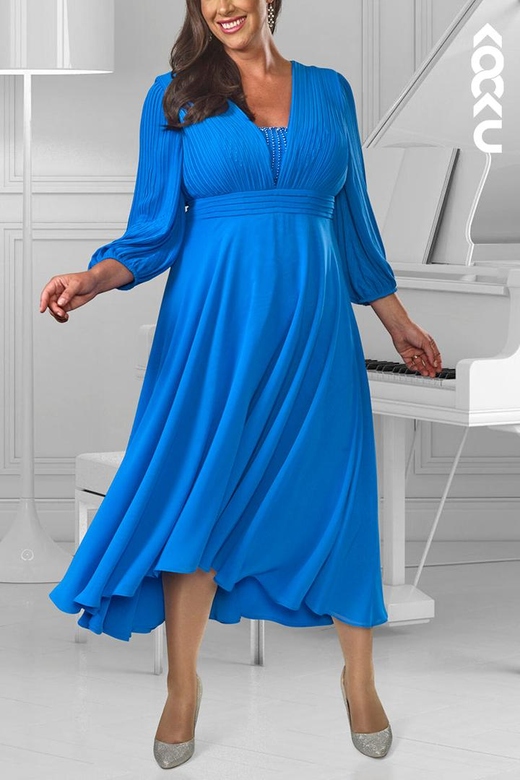 Timeless Long Sleeves V-Neck A-Line Chiffon Mother's Gown