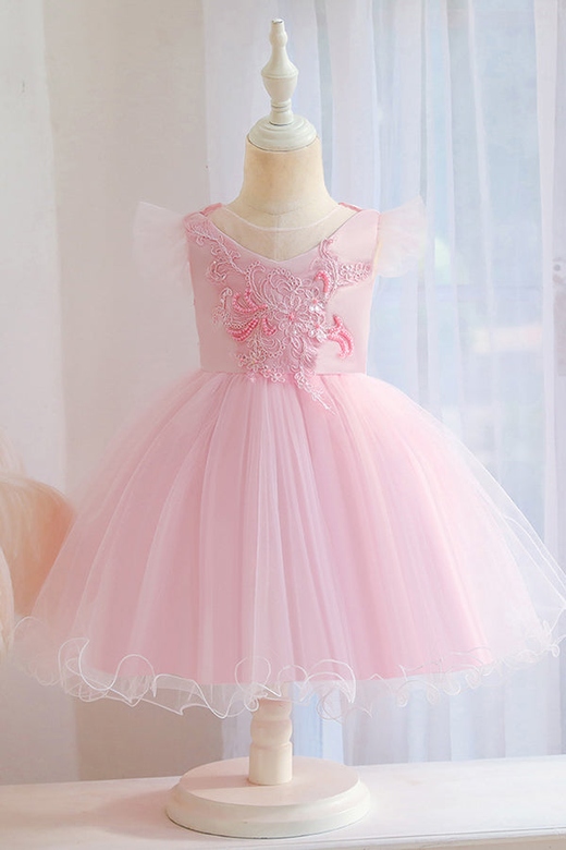 Lovely Pink Tulle Flower Girl Dress Design