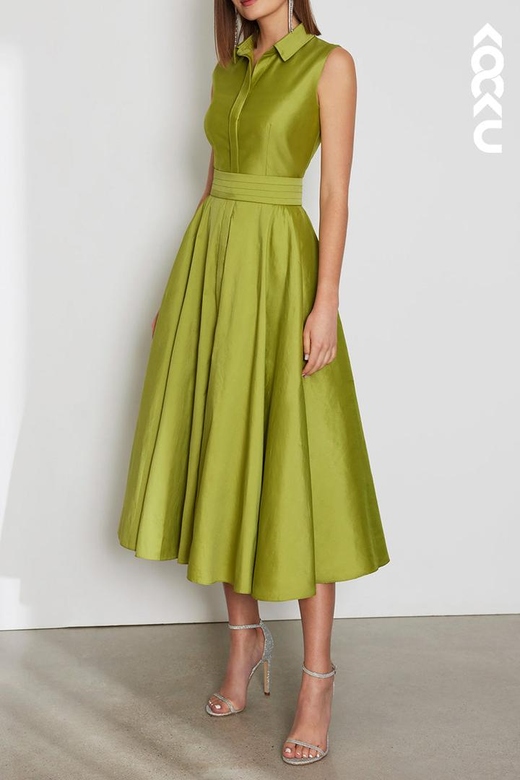 Classic Timeless Sleeveless A-Line Satin Dress