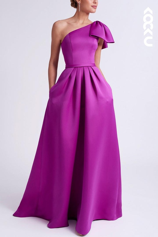 Chic Modern One Shoulder A-Line Satin Dress