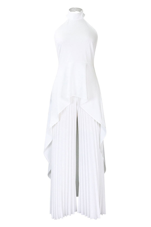 Chic White Sleeveless Halter Jumpsuit for Women