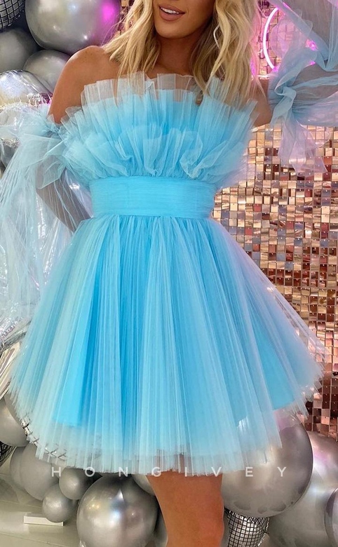 Sparkling Tulle A-Line Empire Belt Ball Gown Short Party or Homecoming Gown