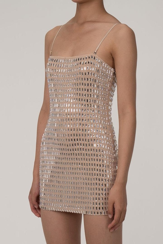 Sparkly Rhinestone Mesh Strapless Bodycon Party Mini Dress