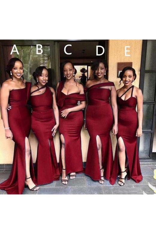 Mismatched Different Styles Sexy Side Slit Bridesmaid Dress