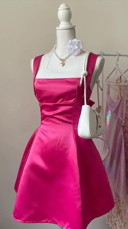 Square Neck Sleeveless Satin A-Line Mini Homecoming Gown with Bow