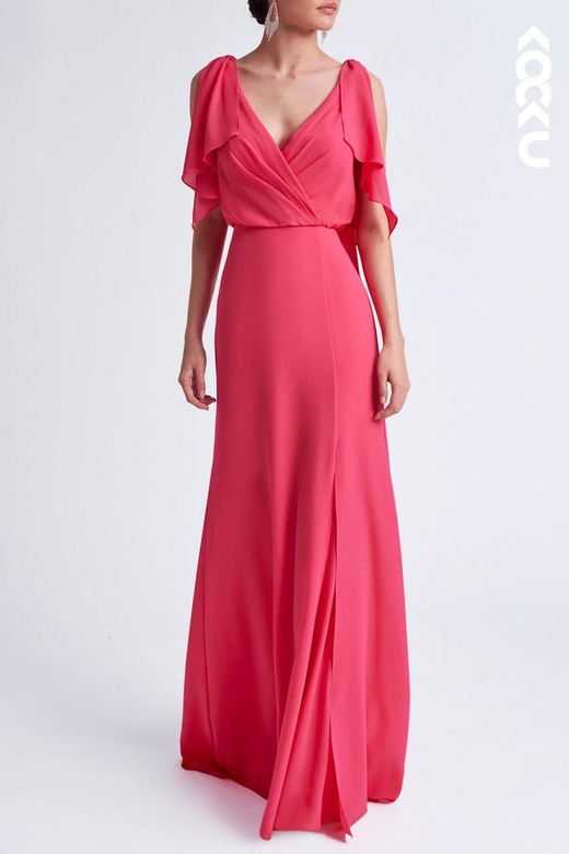 Simple Casual A-Line V-Neck Chiffon Cocktail Mother of the Bride