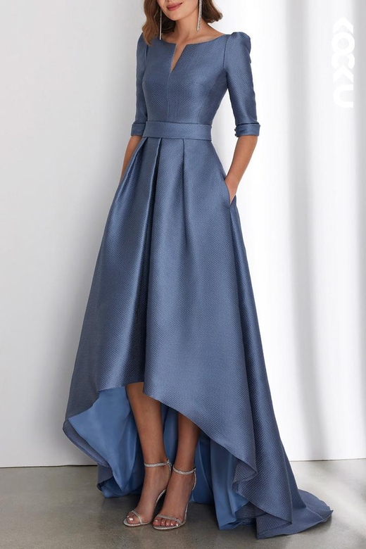 Classic Timeless Long Sleeves High Low Dress