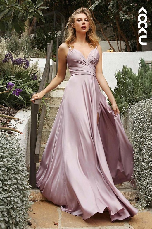 Pink Halter Ruched Chiffon A-Line Long Bridesmaid Gown