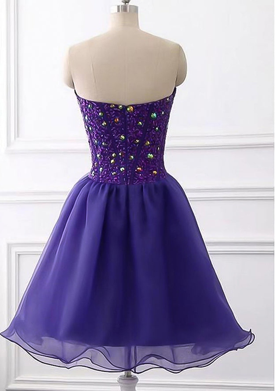 A-Line Sweetheart Sleeveless Tulle Short/Mini Homecoming Dress with Beading Rhinestones