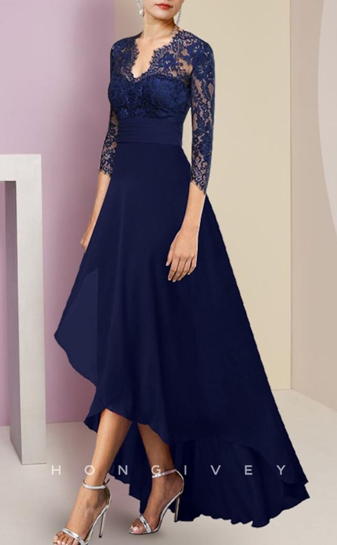 Elegant A-Line Empire Lace Applique 3/4 Sleeves Mother's Gown