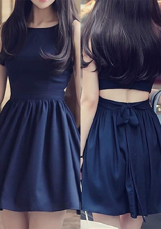 Graceful Bateau Neck Sleeveless Chiffon A-Line Mini Homecoming Dress