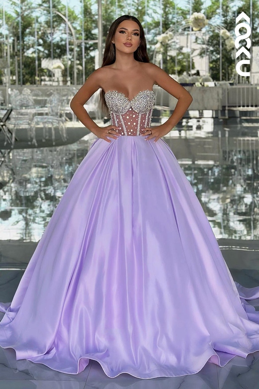 Gorgeous Off-Shoulder Sleeveless A-Line Rhinestones Dress