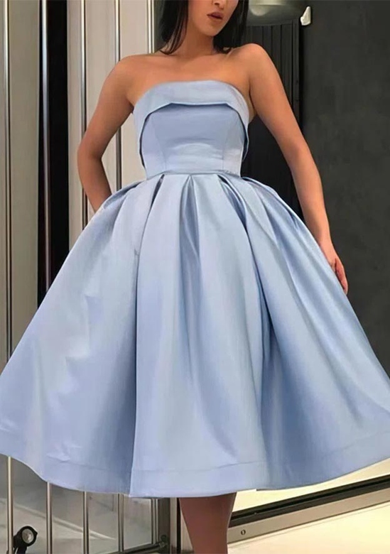 Princess Cowl Neck Tea-Length Satin A-Line Homecoming Dress