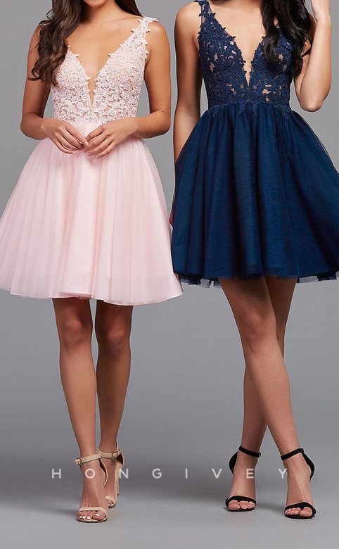 Puff Sleeves Asymmetrical A-Line Gown, Short Homecoming Dress