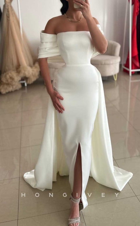 Off-Shoulder Dress with Detachable Train for Prom