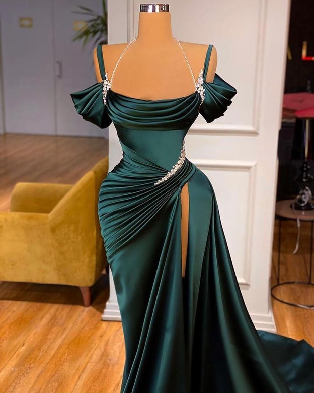 Stunning Off-the-Shoulder Mermaid Prom Dress, Ruffles & High Split