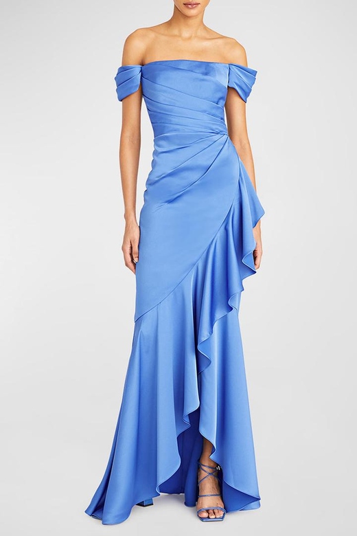 Off-Shoulder Sleeveless Ruched Sheath Mother of Bride Dress