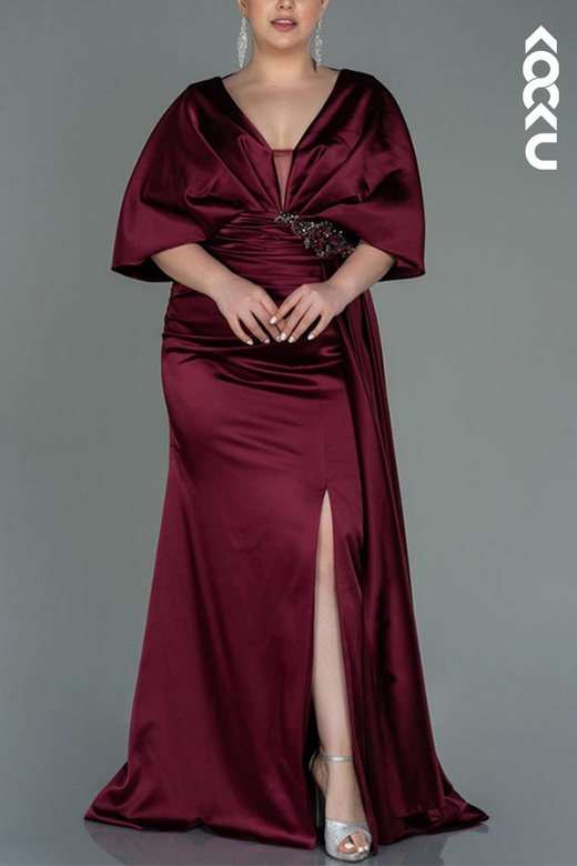 Elegant Luxurious V-Neck Sheath Column Backless Half Sleeves