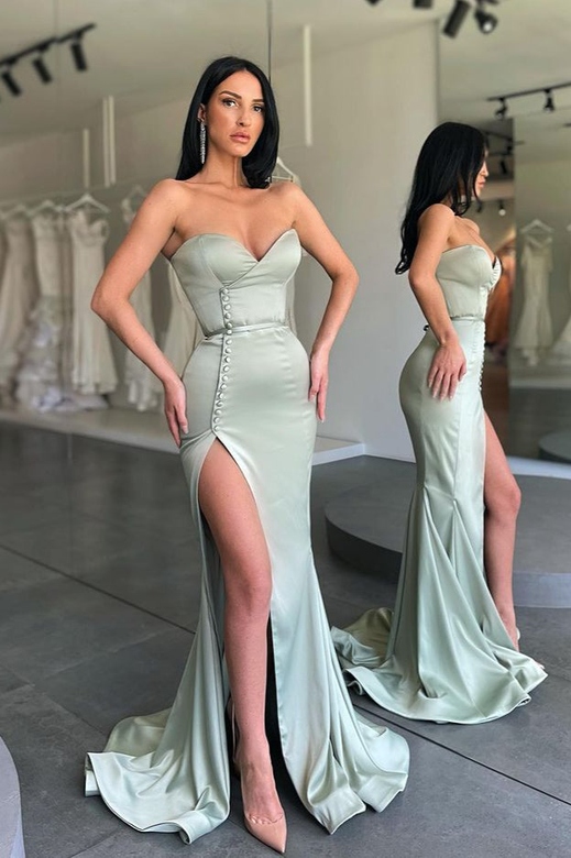 Sweetheart Mermaid Long Prom Dress, Gorgeous with Side Slit