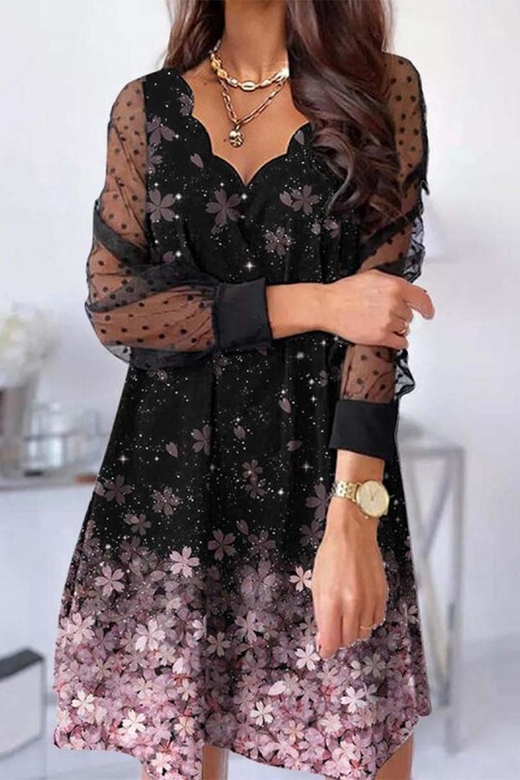 Sweet Elegant Floral Lace V-Neck A-Line Dresses (5 Colors)