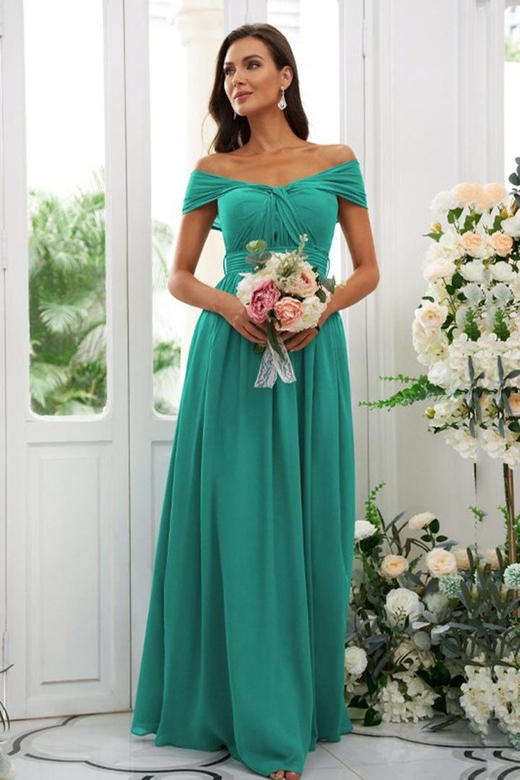 V-Neck Sleeveless Ruched Chiffon A-Line Bridesmaid Gown