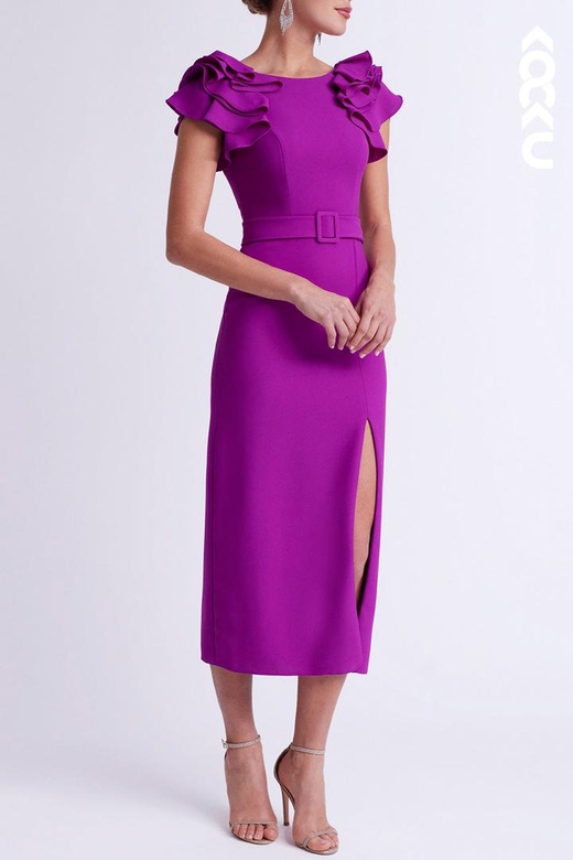 Simple Casual Sleeveless Sheath Cocktail with Split Mother Dress