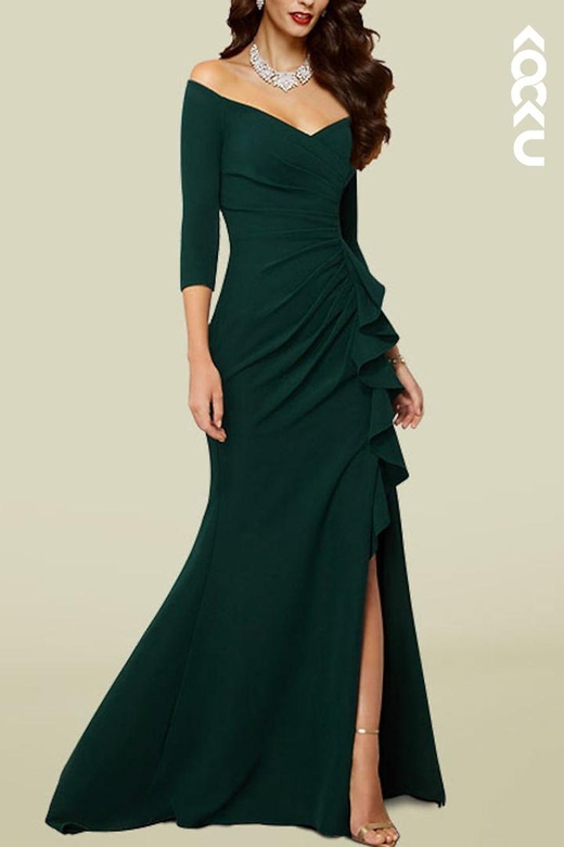 Classic Timeless Off-Shoulder Trumpet Mermaid Long Sleeves Gown