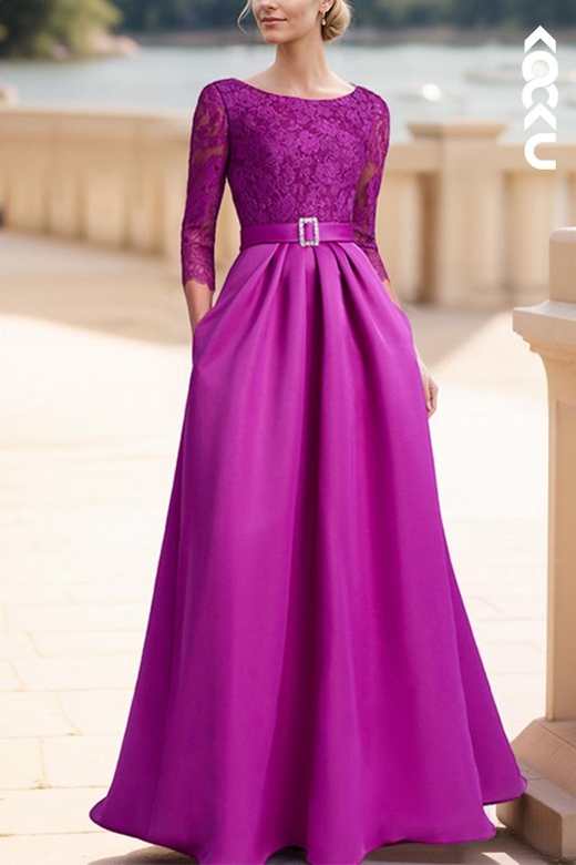 Elegant & Luxurious A-Line Long Sleeves Appliques Mother's Gown