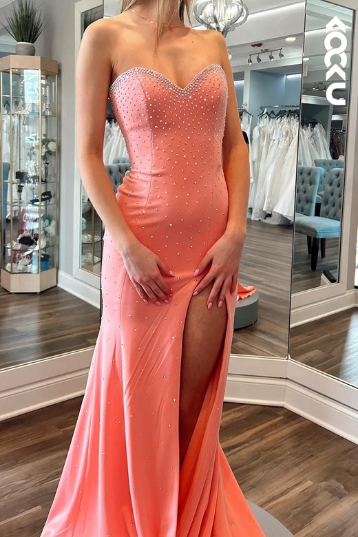 Trumpet Couture Sweetheart Sleeveless Side Slit Prom Dress