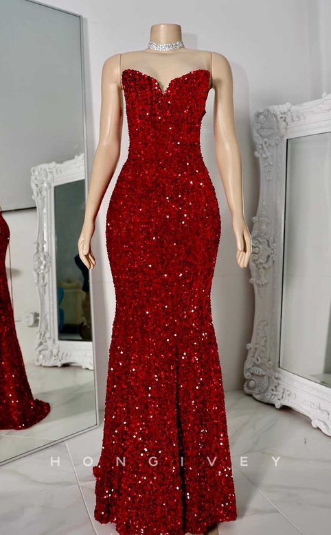 Sexy Trumpet Strapless Fully Sequined Dress for Black Women