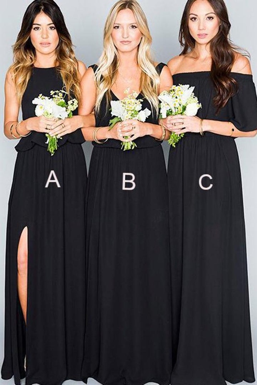 Simple A-Line Mismatched Ruched Satin Bridesmaid Formal Dress