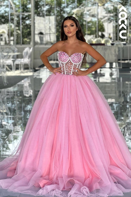 Couture Off-Shoulder Sleeveless A-line Tulle Ball Gown