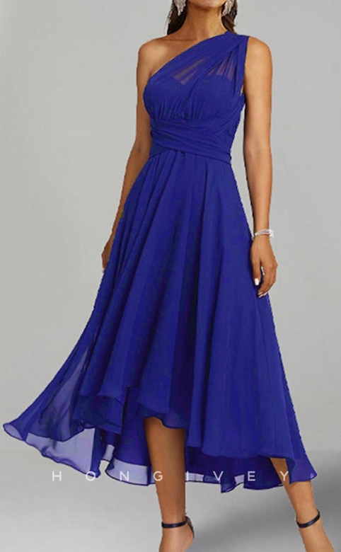 Simple A-Line One Shoulder Sleeveless Mother's Formal Gown