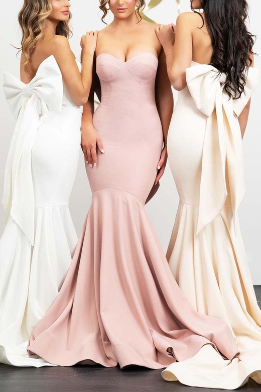 Sweetheart Strapless Sleeveless Satin Mermaid Long Bridesmaid Gown