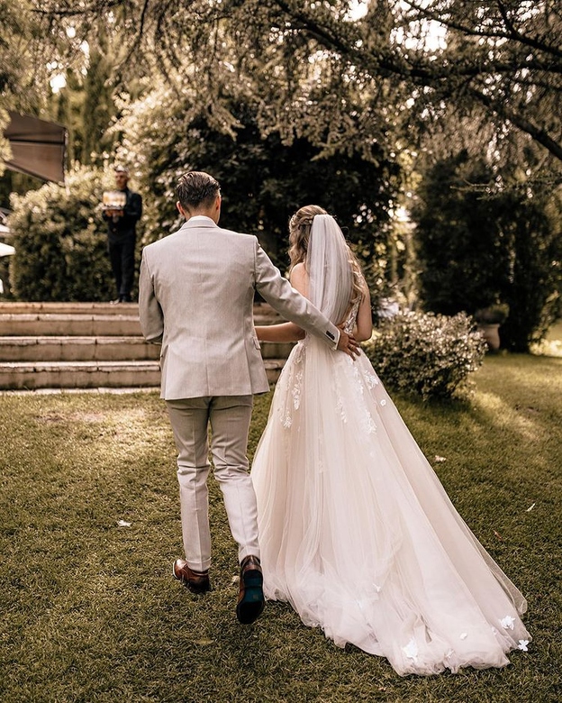 Champagne Tulle Wedding Dress, Sleeveless, Open Back