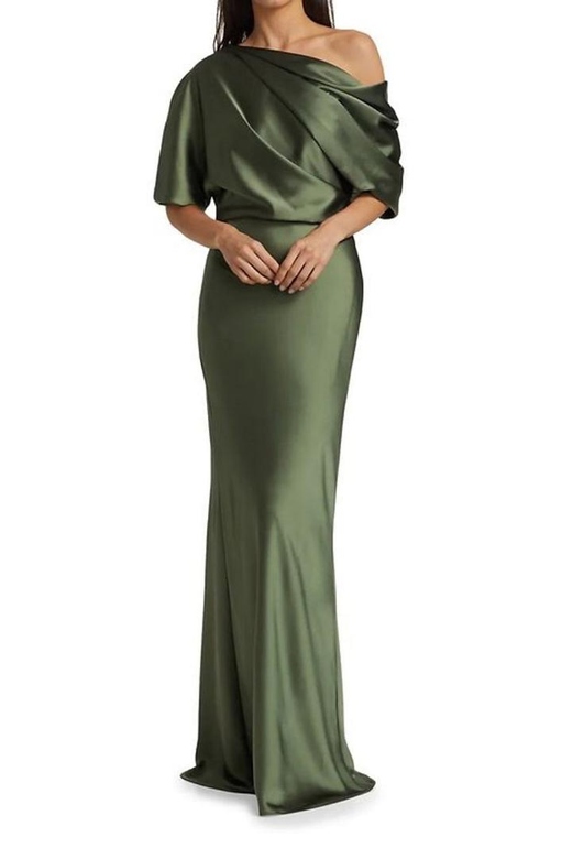 Timeless Half Sleeves One Shoulder Sheath Column Satin Mother