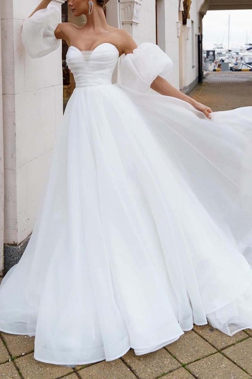 Sweetheart Strapless Ruched Tulle & Satin A-Line Gown