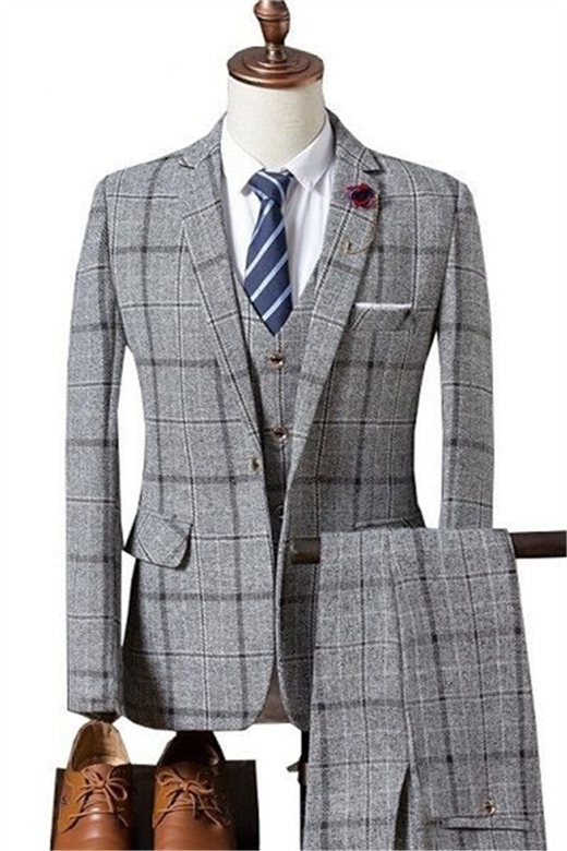 Formal Plaid Business Men's Suits, Decent Slim Fit Online