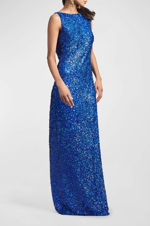 Scoop Sleeveless Sequined Sheath Mother of Bride Dress Long