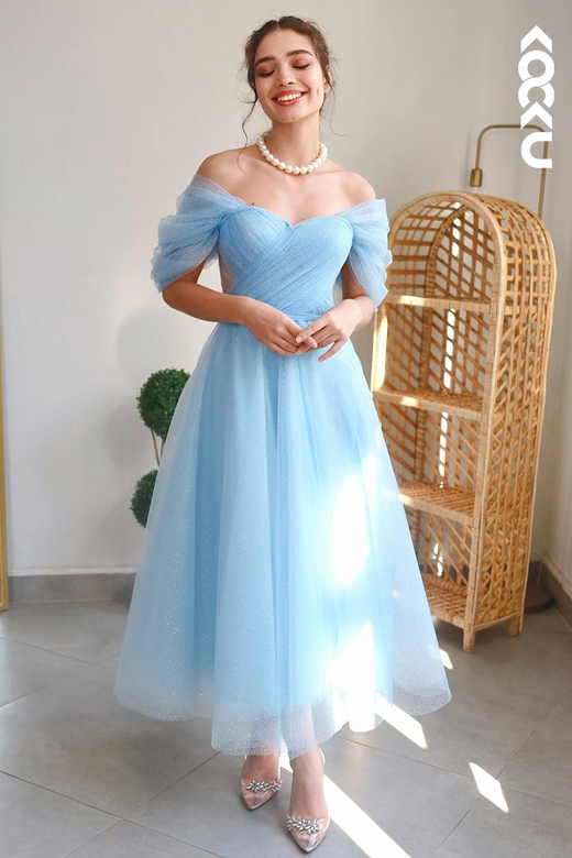 Gorgeous A-Line Off-Shoulder Tulle Party Prom Dress