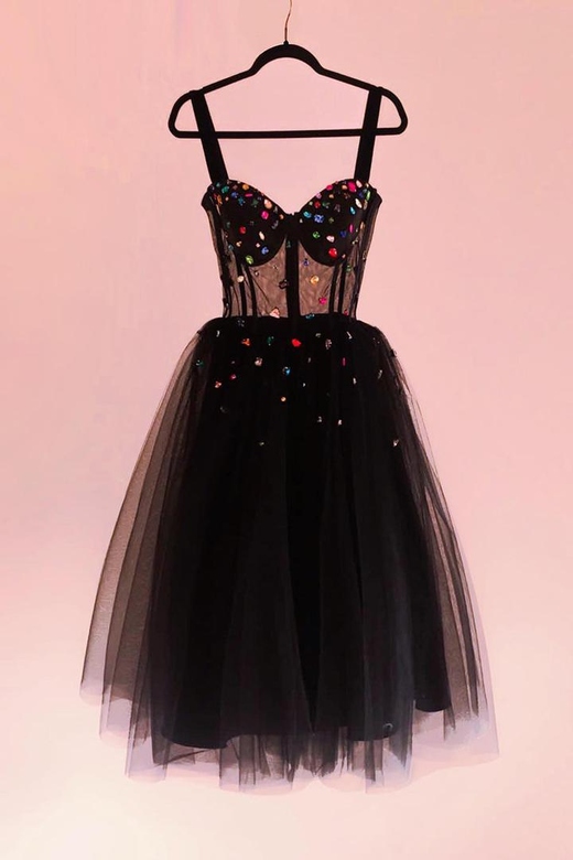 Sweetheart Sleeveless Beaded Sheer Tulle A-Line Mini Homecoming Gown