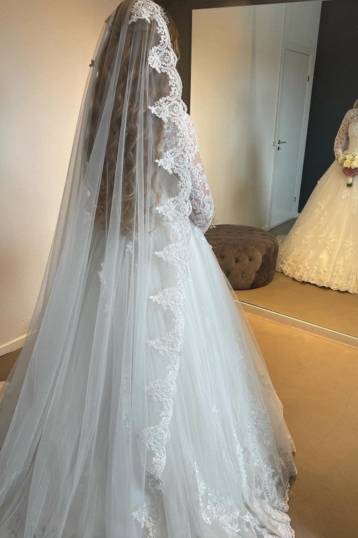 Fabulous Long Lace Wedding Dress, Online with Long Sleeves