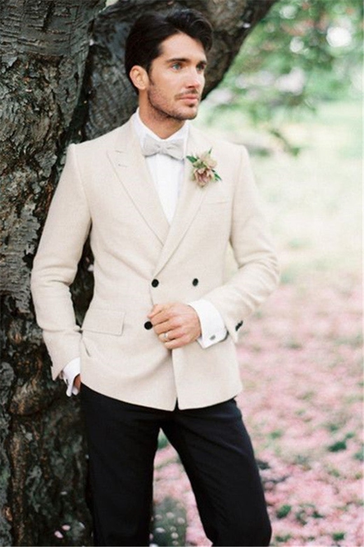 Ivory Wedding Tuxedo, Two-piece Groomsmen Best Man Suit