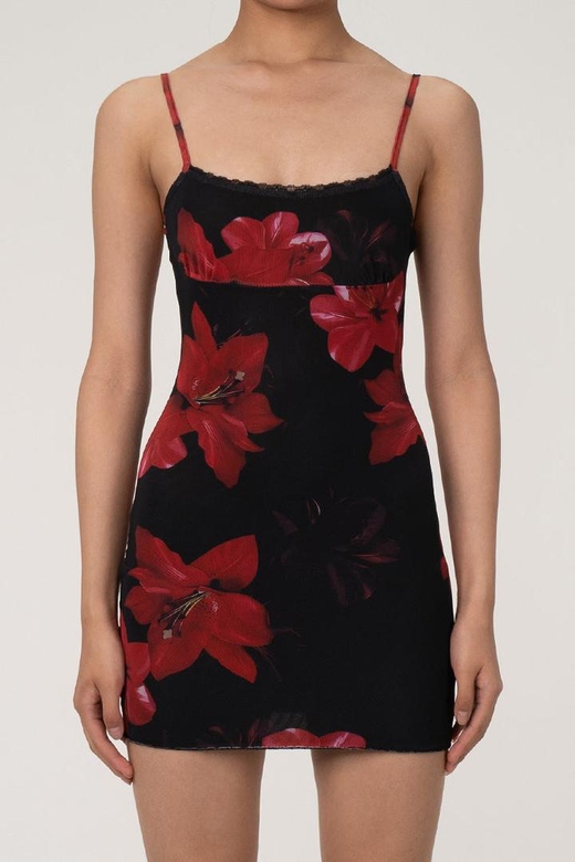 Sexy Lace Scoop Neck Spaghetti Strap Floral Sheath Mini