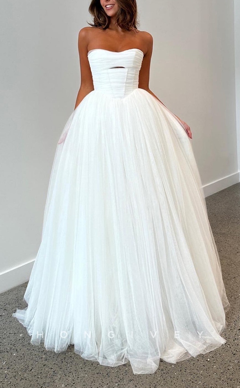 Chic A-Line Sweetheart Strapless Tulle Wedding Dress